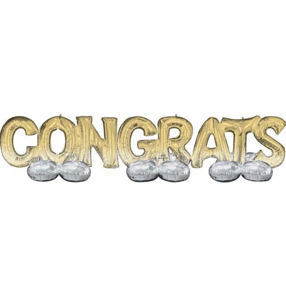 AirLoonz Gold Congrats Balloon Phrase Yard Decoration kit.